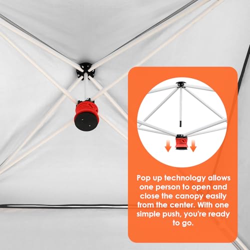 TLSUNNY 12X12 Pop Up Canopy Tent, Camping Shader W/Overhanging Eaves & Sand Bag, Outdoor Gazebo Shelter W/One Push Setup & Wheeled Bag, Height Adjustable, for Patio, Market, Party (Orange, 12FTX12FT) - color: Orange, size: 12FTX12FT
