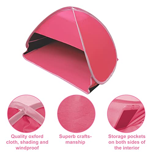 Mini Head Shelter Tent, 1 Pack Foldable Pop Up Beach Tent Sun Shelter for Anti-UV Pet & Outdoor Camping, Picnic Beach, Pink-Vinyl L - color: Rose red-vinyl, size: Large