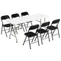 Elevon Folding Table Set with 6 Black Folding Chairs,6 Feet Heavy Duty Fold-in-Half Utility Table Sets for Picnic, Event, Training, Outdoor Activities, at Home and Commercial Use - size: 6 feet, style: With 6 Black Chair