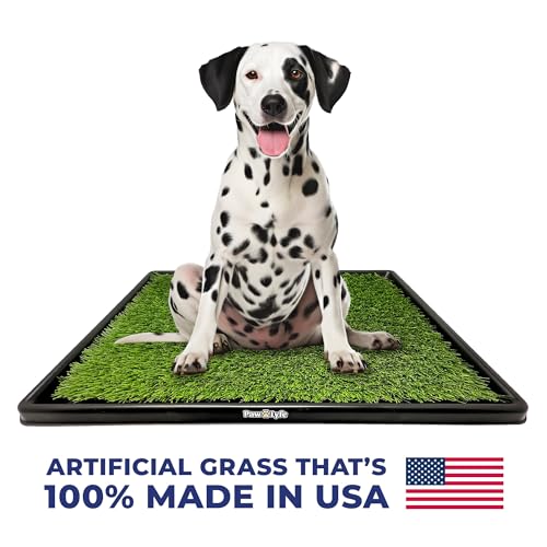 PawLyfe Potty Lawn - 20"x25" Artificial Grass Patch with Tray - Indoor and Outdoor Reusable Grass Pee Pad for Dog Training - Non-Toxic - Easy to Clean - Perfect for Apartments and on Balcony or Porch