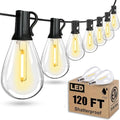 Tenmiro 120FT Outdoor String Lights, Ultra Long Waterproof 30+2 Edison Shatterproof Bulbs Led Outside Patio Lights for Porch Deck Garden Backyard Balcony Wedding Party Decor - size: 120FT