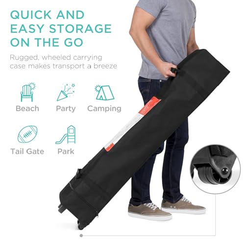 Best Choice Products 10x10ft Pop Up Canopy Tent, Outdoor Shade, 1 Person 1 Minute Set Up, Carry Case, 4 Weight Bags - Amethyst Purple - color: Amethyst Purple, size: 10x10ft