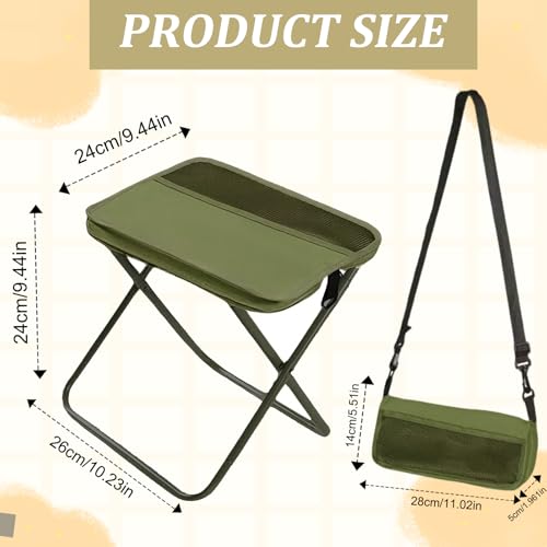 Collapsible Stool Folding Stool for Adults, Foldable Backpack Stool Portable Chair Heavy Duty Compact Travel Camping Stool with Storage Pocket, Portable Folding Seat for Fishing Hiking (Green, S) - color: Green, size: Small