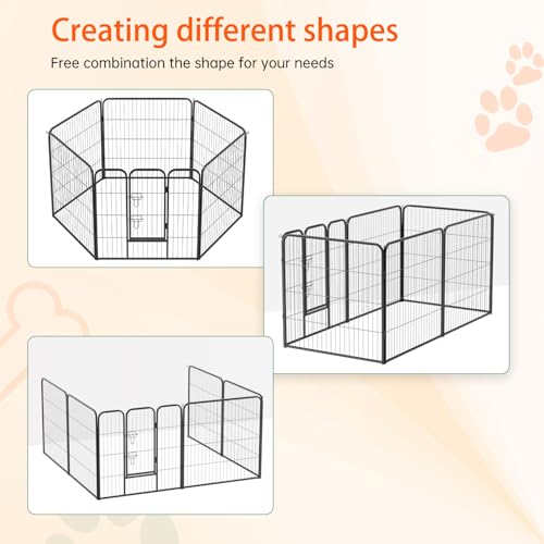 FDW Dog Playpen Dog Pen Dog Kennel 6 Panels 32 Inch Height Indoor Outdoor Folding Metal Portable Puppy Exercise Pen Heavy Duty Dog Fence for Yard Camping,Black - style: 6 Panels