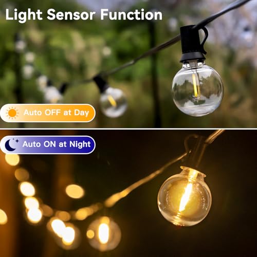 Outdoor String Lights with Remote Dimmer, 50 + 3 Spare G40 LED Bulbs Plug in Connectable Patio Lights, Waterproof Hanging Lights for Backyard Camping Balcony Yard Deck Party(100FT) - style: 100FT-G40(Remote+Dimmer)