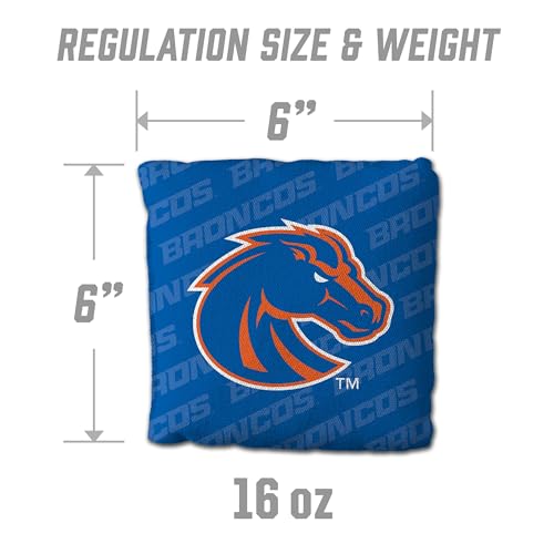 YouTheFan Officially-Licensed NCAA Set of 4 Cornhole Bags - All Weather Regulation 6” x 6” Size - 16oz Weight - Designed in USA - color: Boise State Broncos - Blue
