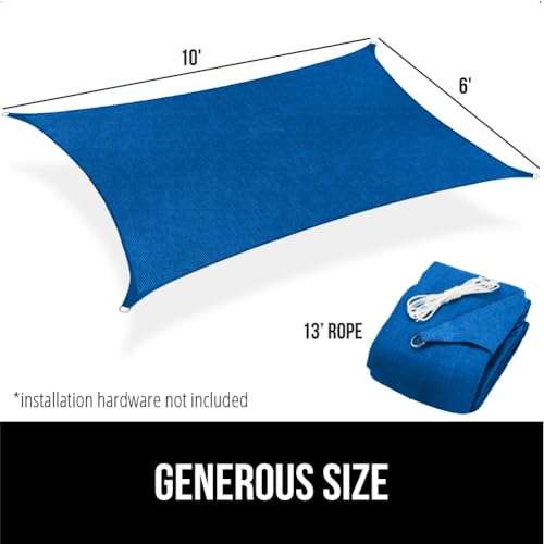 GORILLA GRIP Heavy Duty Sun Shade, UV Protection Fade Tear and Rust Resistant Rectangle Sunshade Canopy, Curved Edges Blocks Sunlight, Breathable Sail, Outdoor Patio, Lawn Garden, 6x10 FT Blue - color: Blue, size: 6' X 10', style: Rectangle
