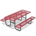 72'' Steel Rectangular Metal Picnic Table for Outdoors, Commercial Picnic Table with Umbrella Hole of Up to 1-1/2" Diameter, for Garden Courtyard BBQ, Red - color: Red