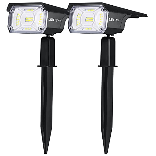 LEREKAM Solar Spot Lights, IP65 Waterproof 40 LEDs Landscape Spotlights,USB & Solar Powered Wall Lights Dark Sensing Auto On/Off,3 Modes Outdoor Solar Garden Lights for Yard Porch 2 Pack - color: Cool White, size: 2 Pack