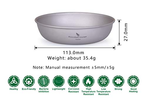 iBasingo Titanium Pan Dish Plate with Carry Mesh Bag Ultralight for Outdoor Camping Tableware Cookware Mess Kit A-Ti1101T - color: S-Ti1101T