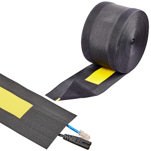 ECOHomes Carpet Cord Cover (Yellow Black, 30 FT) | Cord Covers for Carpet to Hide Floor Cables and Electric Wires, Low Profile Cord Hider for Extension Cords and Cable Management in Home and Office - color: Yellow and Black, size: 4 Inch x 30 FT