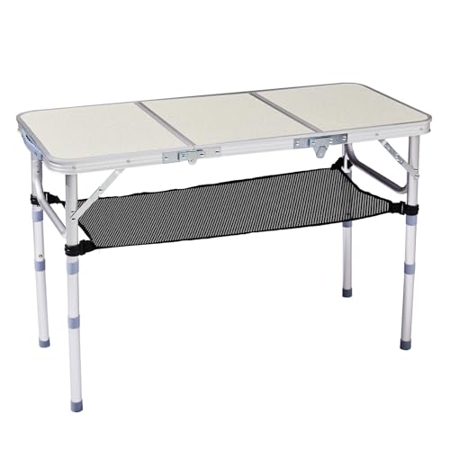 Camping Table, Adjustable Height Folding Table, Portable Aluminum Small Folding Table with Carry Handle for Picnic, BBQ, Indoor, Office (White, 3 FT) - color: White, size: 3 FT