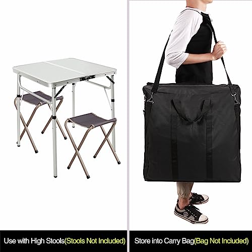 REDCAMP 24" Square Small Folding Camping Table with Adjustable Heights Legs, Lightweight Portable Aluminum Fold in Half Card Tables Bridge Tables for Outdoor Picnic, White - size: Square 2ft