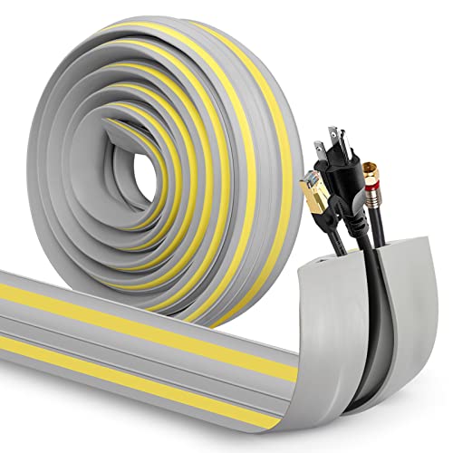 Eapele Floor Cable Cover Protector,Heavy Duty PVC Duct Easy to Unroll,Prevent Cable Trips and Protect Wires,Perfect for Home Office or Outdoor (Gray - 10ft) - color: Yellow & Grey, size: 10 feet-1pc