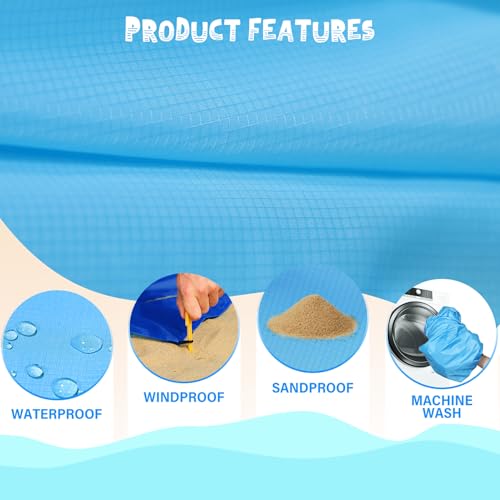 Beach Blanket 78''×81'' - Waterproof Sandproof Sand Free Oversized Mat for 1-5 Adults, Lightweight Durable Compact for Beach Travel Camping Hiking Picnic - color: Bluewhite, size: 78"x81"