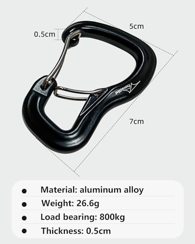 Heavy Duty Carabiner Clip Hook 8KN (1763 lbs), 2 PCS Ultra-Light Aluminum Caribeaners with Double Door D Ring Shape, for Hammock, Camping, Hiking, Backpacking, Dog Leash, Keychain Clip - style: 1#Black-2pc