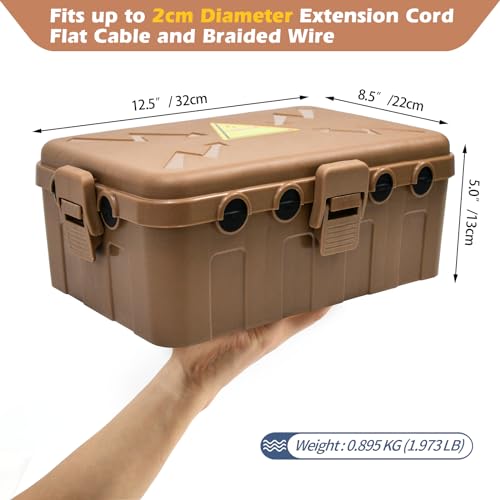 Hrensaw Large Outdoor Electrical Box(12.5x8.5x5inch),IP54 Waterproof Outdoor Outlet Covers,Weatherproof Extension Cord Covers Protect Outlet,Plug,Timer,Power Strip,Holiday Light,Brown - color: Brown, size: Large