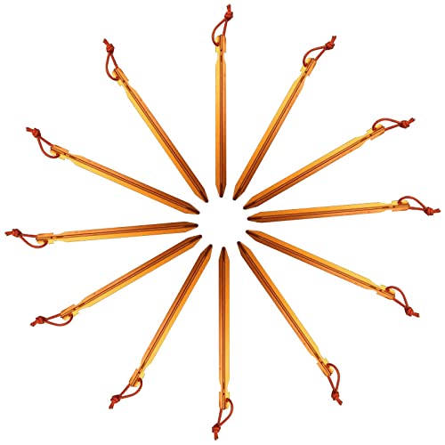 12 Pack Tent Stakes, 7075 Ground Metal Camping Aluminum Tent Pegs, Lightweight Tent Stakes Heavy Duty Spikes Camping Accessories - color: Apricot Orange