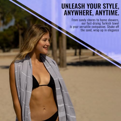 Beach Towel 100% Cotton Turkish Beach Towel Adult 38x70 Inch Pre-washed Absorbent Extra Large|Sand Free Quick Dry BathTowels|Lightweight Blanket|Travel Cruise Camping Spa Gym Yoga Towel|Black - color: Black Onyx