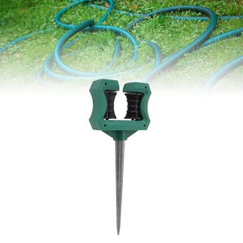 Garden Hose Guide and Roller, 10 Inch Plastic Metal Spike Stake for Yard and Lawn, Hose Support Protector for Flower Beds, Easy to Install Guide Reel