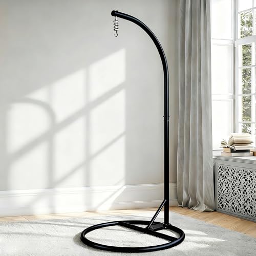 Round Base Heavy Duty Hanging Stand - Powder Coated Hammock Stand for Hammock Chair, Indoor and Outdoor (Black)