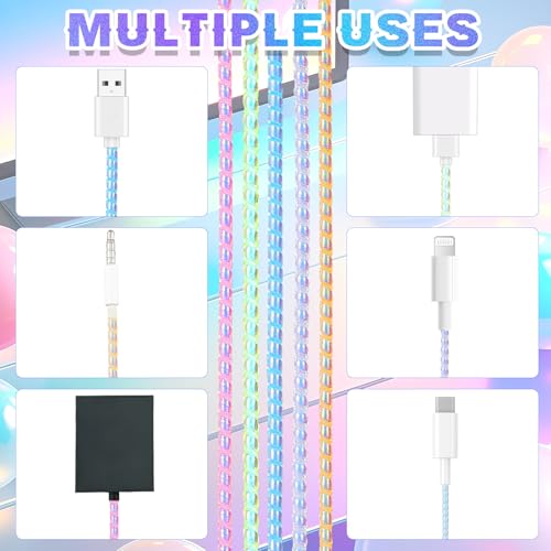 Frienda 10 Pcs Spiral Cord Protector Chargers Protector Pets No Chew Data Cable Protective Sleeve Headphone Charger Saver USB Cable Cover Wire Repair for Phone USB (Flash Color) - color: Flash Color