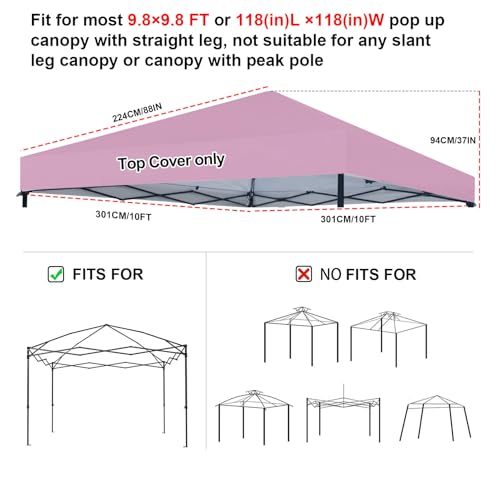 Joramoy 10×10 Canopy Replacement Top Only, Waterproof Pop Up Canopy Tent Top Cover with Ropes, Instant Canopy Top Sunshade Sliver Coated for Outdoor Garden Patio Camping (PinkPurple) - color: Silver-coated PinkPurple, size: 118"×118" Top Only(301×301cm）