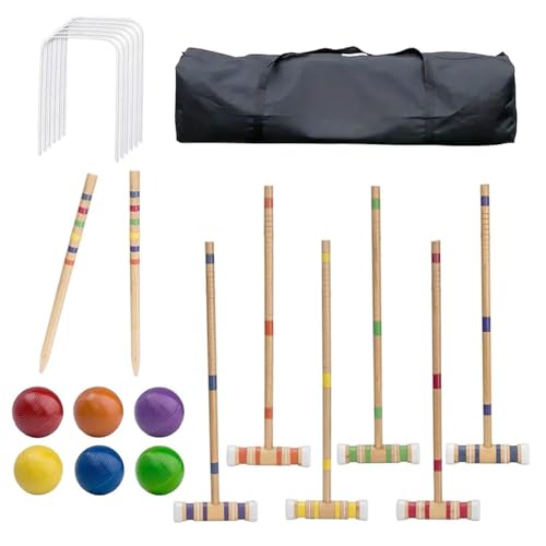 Outdoor Bowling Kit - Spikes Ball Game, Six Player Recreational Activity | Engaging Lawn Sports Set Mixed Age Family Fun, Wooden Pin Collection with Sturdy Build for Garden Social Events