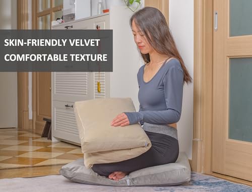 Meditation Cushion,Velvet Meditation Pillow and Zabuton 2-in-1 Portable Design(50 * 70CM). (Light Gray, Service H：9cm) - color: Light Gray