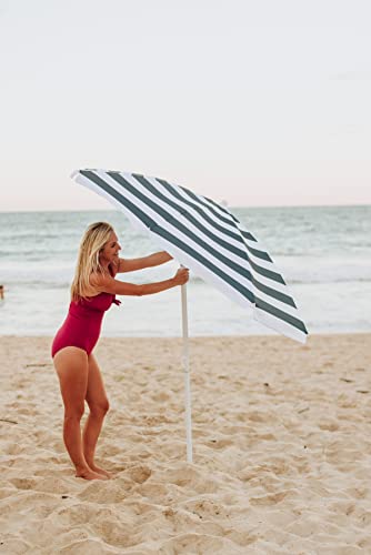 PICNIC TIME 5.5 Ft Portable Beach Umbrella, Lightweight UV Protection Sunshade with Tilt Pole & Carry Bag, Outdoor Canopy Umbrella for Beach, Sand, Pool, Patio, Camping, Travel, or Backyard Shade, (Blue & White Stripe) - color: Blue & White Stripe