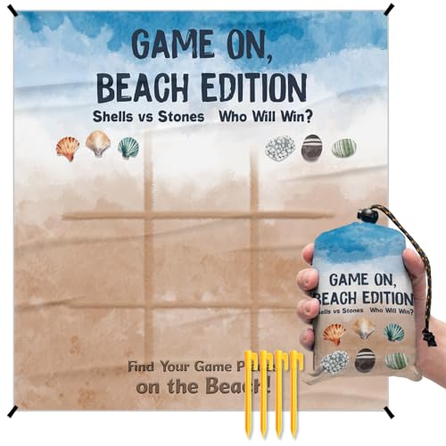 Funny Beach Game Pocket Picnic Blankets, Seashell Coastal Outdoor Beach Camping Blanket Waterproof Sandproof Gifts for Kids Boys, Sea Mini RV Picnic Mat for Camper Campsite Travel 55x60in - color: Game