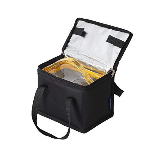 Foldable Lunch Bag Insulated Lunch Box Water-Resistant Leakproof Soft Cooler Bag Black 10 cans