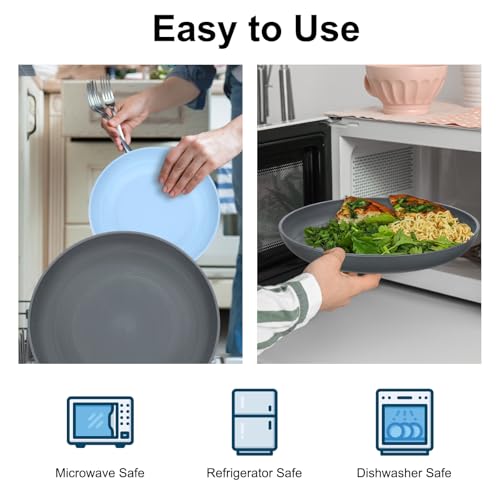 uxcell 8Pcs Plastic Plates Set, 8 Inch Unbreakable Dinner Plates Set Plastic Plates Reusable Dishwasher & Microwave Safe for Restaurants Kitchen Food Outdoor Camping, Black - color: Black, size: 8"