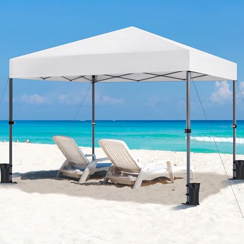 Yaheetech 10x10 Pop Up Canopy Easy Set-up Tent, Portable Outdoor Canopy Instant Tent, Commercial Gazebo with Wheeled Carry Bag & 4 Sandbags for Home, Party & Outdoor Activities, White - color: White, size: 10x10