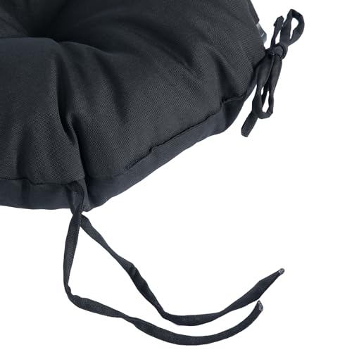 Magpie Fabrics Outdoor 15"x15"x4" Round Bistro Seat Cushions with Ties Set of 2, Tufted Waterproof Patio Floor Chair Pads for Home Garden Balcony Kitchen Office Porch, Black - color: Black