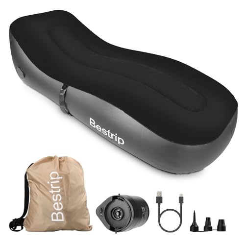 Bestrip Auto Inflatable Couch Lounger, Air Mattress Sofa Bed with Rechargeable Air Pump - color: Black, size: Single