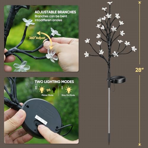 Solar Garden Lights Outdoor Waterproof,Garden Decor Solar Flowers For Outside Decorative,2Pack 2Modes Solar Powered Fairy Outdoor Decorations for Yard Patio Pathway, Gardening Gifts Mothers Day - color: Multicolor, size: 2 Pack