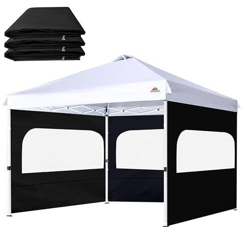 SCOCANOPY Sidewall for 10x10 Canopy Frame with Mesh Window and Zipper, 3 Pieces Sunwalls Only, (Black) - color: Black, size: 10X10