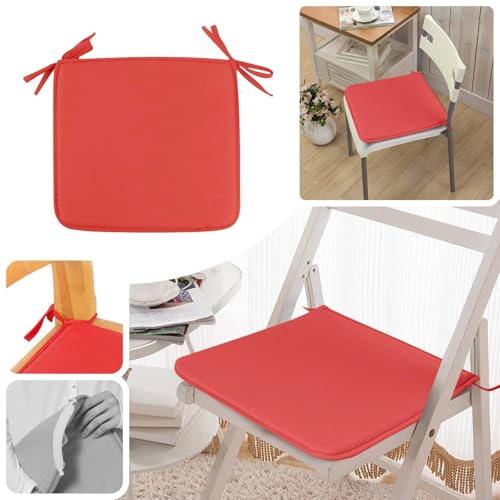 2-Pack Square Seat Cushions (15x15) - Soft Chair Pads with Ties for Indoor/Outdoor Use, Solid Color Comfort for Stools & Dining Chairs (Red) - color: Red