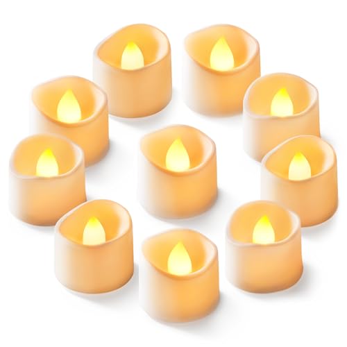 Homemory 24-Pack Flameless LED Tea Lights Candles Battery Operated, 200+Hour Fake Electric Candles TeaLights for Votive, Aniversary, Wedding Centerpiece Table Decor, Funeral, Halloween, Christmas - color: Bright Amber Glow – White Body, size: Pack of 24
