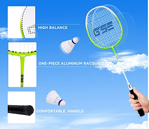 GSE Games & Sports Expert Outdoor Yard Sports Net Game Set for Backyards, Parks, Beach, Lawn. Volleyball Set, Badminton Set OR Volleyball & Badminton Combo Set Available - style: Pro Badminton Set