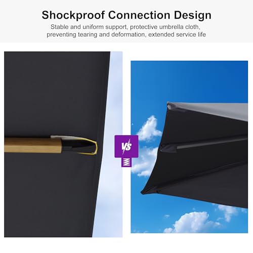 PURPLE LEAF 11FT Patio Umbrella Square Cantilever Umbrella Teak Finished Aluminum Frame Large Windproof Offset Outdoor Sun Umbrellas for Beach Pool Deck, Navy Blue - color: Navy Blue / Umbrella Only, size: 11' X 11'