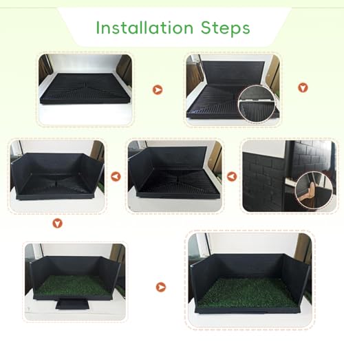 Large Dog Grass Pad with Tray, Reusable Potty Training Pad with Pee Baffle, Indoor & Outdoor 30" 20" Artificial Grass Patch for Small & Medium Dogs