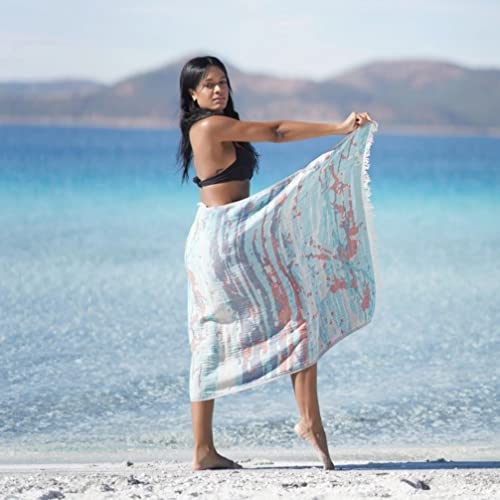 BAGNO MILANO Beach Towels Organic Turkish Cotton Soft, Quick Dry Oversized Turkish Towel Throw Blanket for Beach, Yoga, Spa, Pool (Vega Blue, Beach Towel) - color: Vega Blue