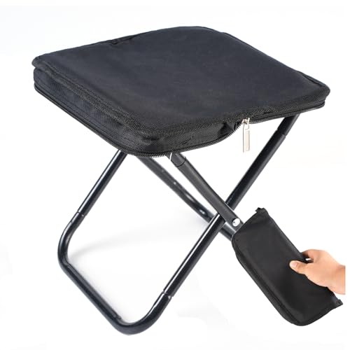 Camping Stool 12 Inch Portable Folding Stool with Carry Bag Weight Load 220lbs Portable Stool for Camping Fishing Hiking BBQ - size: 12inch