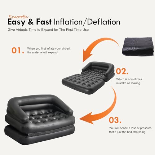 DIMAR GARDEN Inflatable Couch Blow Up Mattress,Outdoor Air Sofa Bed for Camping, Full Size - size: Full