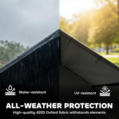 PawHut Dog Shade Shelter Outdoor, Dog House Outside with Waterproof & UV-Resistant Canopy, Pet Tent for Small Medium Large Breeds, Pet House for Small Animals with Ground Nails, 49" x 43" x 37"