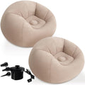 2 Pack Inflatable Bean Bag Chairs with Electric Air Pump Inflatable Chairs Blow up Couch Folding Portable Inflatable Lazy Sofa for Movie Night Living Room Outdoor Camping (2, Coffee) - color: Coffee