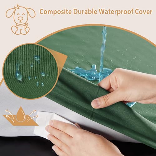 BFPETHOME Outdoor Dog Bed for Large Dogs, Waterproof, Orthopedic with Removable Washable Cover, Egg Crate Foam Mat (47 x 29in, Green) - color: Green, size: 47.0"l X 29.0"w X 3.5"th