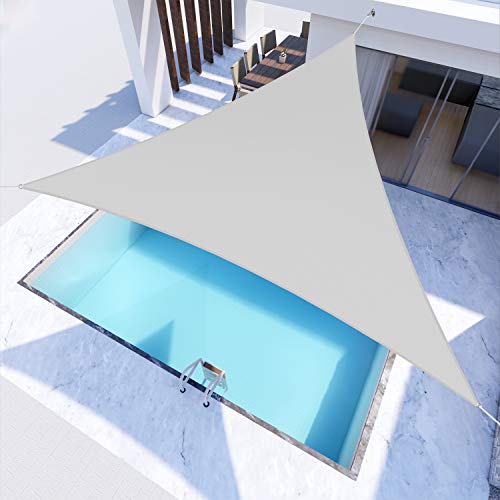 Windscreen4less 5'x5'x5' Waterproof Sun Shade Sail Triangle Shade Canopy Cover UV Block for Backyard Patio Deck Balcony Pergola Garden (Light Gray) - color: Light Gray, size: 5' x 5' x 5'